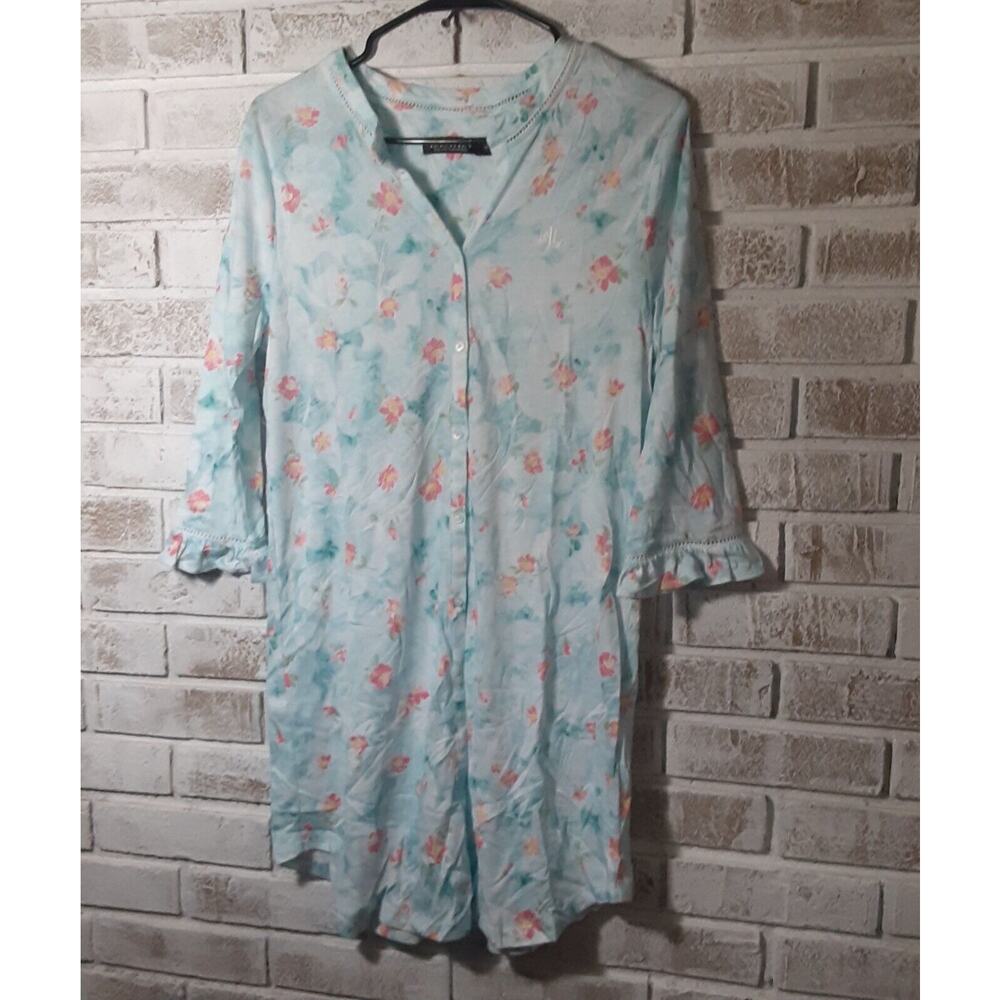 Lauren Ralph Lauren Night Gown sz XS Hem Stitch Floral